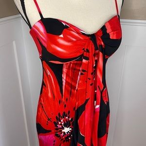 Maggy London red floral print amazing long dress